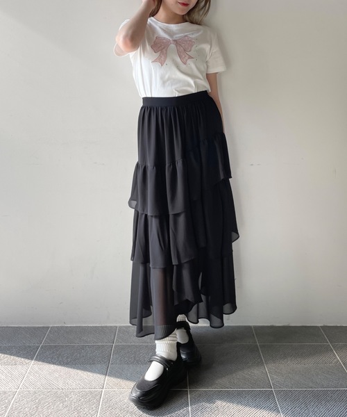 one way(ワンウェイ)の「レースリボンTシャツ(Tシャツ/カットソー・レディース・ホワイト×ブラック/ホワイト×ピンク/ネイビー/ピンク・FREE)」の19枚目の写真