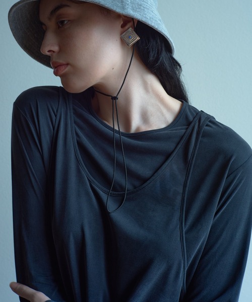 IRIS47(イリスフォーセブン)の「【IRIS 47】velvety tank tops/ベルベティ タンク トップス(Tシャツ/カットソー・レディース・ブラック/ナチュラル・FREE)」の13枚目の写真