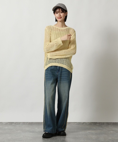 LAKOLE（ラコレ）の「メッシュニットプルオーバー / 318995（ニット/セーター・レディース・グレー/アイボリー/ミント/イエロー・FREE）」の15枚目の写真