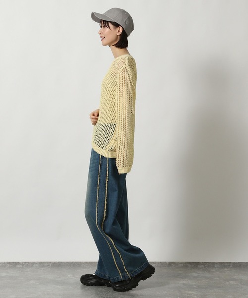 LAKOLE（ラコレ）の「メッシュニットプルオーバー / 318995（ニット/セーター・レディース・グレー/アイボリー/ミント/イエロー・FREE）」の16枚目の写真