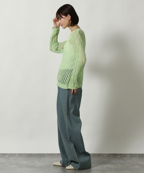 LAKOLE（ラコレ）の「メッシュニットプルオーバー / 318995（ニット/セーター・レディース・グレー/アイボリー/ミント/イエロー・FREE）」の10枚目の写真