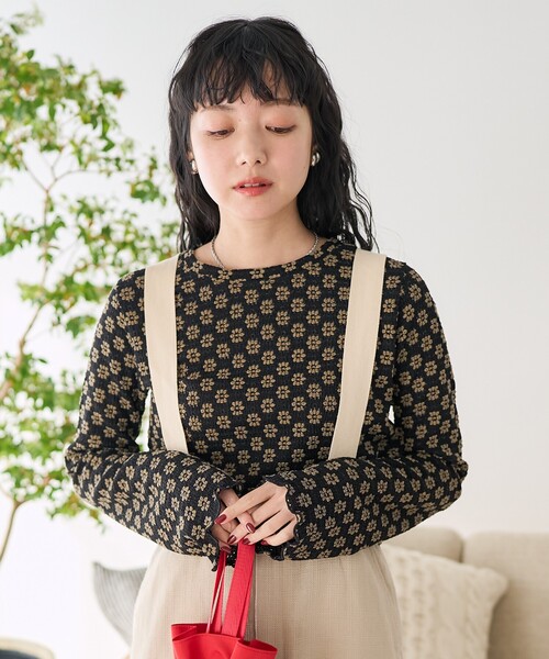 セール】フラワーストレッチレース ロンT（Tシャツ/カットソー