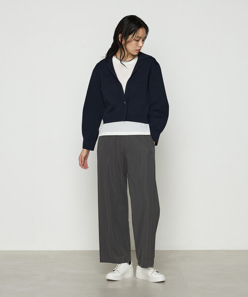 Gabardine K.T（ギャバジンケーティー）の「ブライトストレッチヤーン ミラノリブシャツジャケット（その他アウター・レディース・ネイビー/グレー・9号）」の7枚目の写真