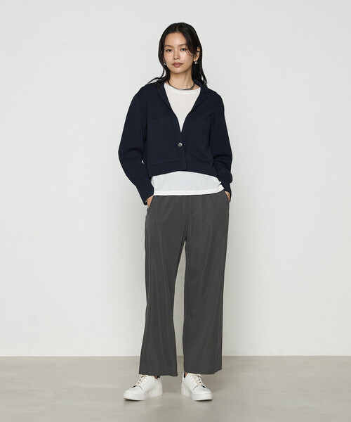 Gabardine K.T（ギャバジンケーティー）の「ブライトストレッチヤーン ミラノリブシャツジャケット（その他アウター・レディース・ネイビー/グレー・9号）」の8枚目の写真