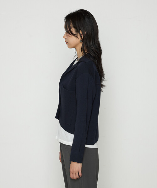Gabardine K.T（ギャバジンケーティー）の「ブライトストレッチヤーン ミラノリブシャツジャケット（その他アウター・レディース・ネイビー/グレー・9号）」の14枚目の写真