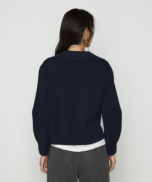 Gabardine K.T（ギャバジンケーティー）の「ブライトストレッチヤーン ミラノリブシャツジャケット（その他アウター・レディース・ネイビー/グレー・9号）」の15枚目の写真