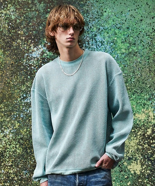 MSML(エムエスエムエル)の「MESH LONG SLEEVE CUTSEW(Tシャツ/カットソー・メンズ・ブラック/ライトブルー・L/M/S/XL)」の2枚目の写真