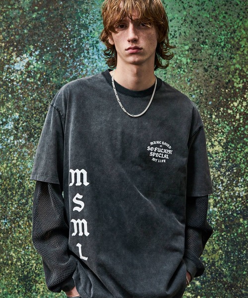 MSML(エムエスエムエル)の「MESH LONG SLEEVE CUTSEW(Tシャツ/カットソー・メンズ・ブラック/ライトブルー・L/M/S/XL)」の18枚目の写真