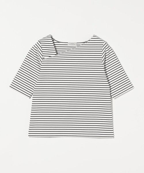 green label relaxing（グリーンレーベルリラクシング）の「アシンメトリーネック ポンチ 5分袖 プルオーバー カットソー（Tシャツ/カットソー・レディース・ブラック/オフホワイト/ダークブラウン/その他1・FREE）」の14枚目の写真