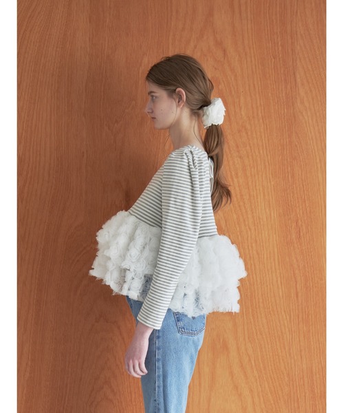 etre loin（エトルワン）の「Hem volume rose tulle cut top（Tシャツ/カットソー・レディース・グレー/ミント/ブラック・M）」の13枚目の写真