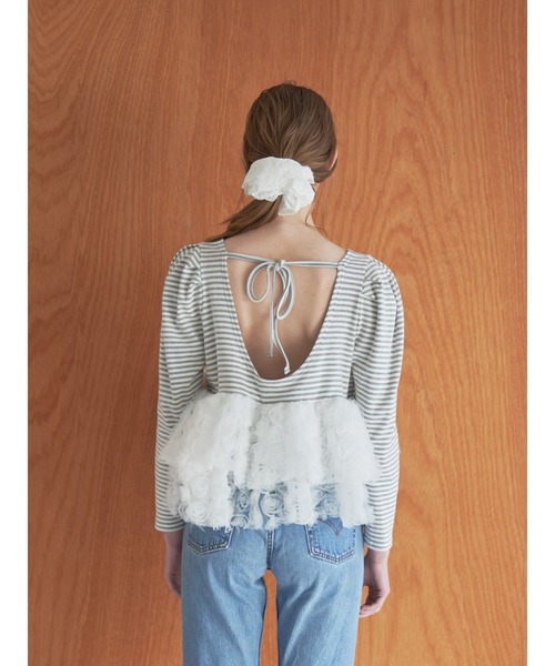 etre loin（エトルワン）の「Hem volume rose tulle cut top（Tシャツ/カットソー・レディース・グレー/ミント/ブラック・M）」の14枚目の写真