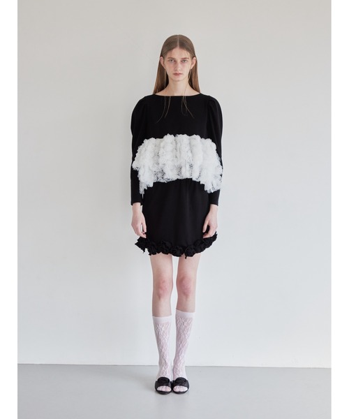 etre loin（エトルワン）の「Hem volume rose tulle cut top（Tシャツ/カットソー・レディース・グレー/ミント/ブラック・M）」の5枚目の写真