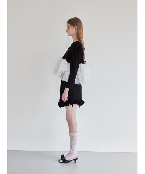 etre loin（エトルワン）の「Hem volume rose tulle cut top（Tシャツ/カットソー・レディース・グレー/ミント/ブラック・M）」の6枚目の写真