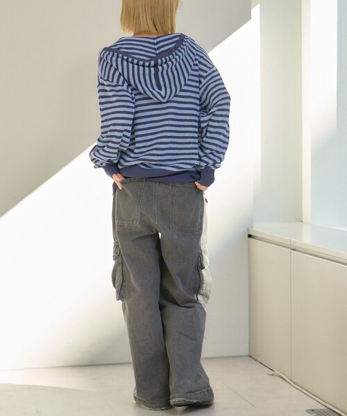 CIAOPANIC TYPY(チャオパニックティピー)の「【UNISEX】麻タッチボーダーメッシュパーカー(パーカー・メンズ・ネイビー/ベージュ/ブルー・LARGE/MEDIUM)」の14枚目の写真