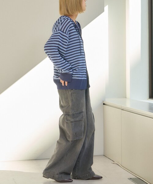 CIAOPANIC TYPY(チャオパニックティピー)の「【UNISEX】麻タッチボーダーメッシュパーカー(パーカー・メンズ・ネイビー/ベージュ/ブルー・LARGE/MEDIUM)」の15枚目の写真