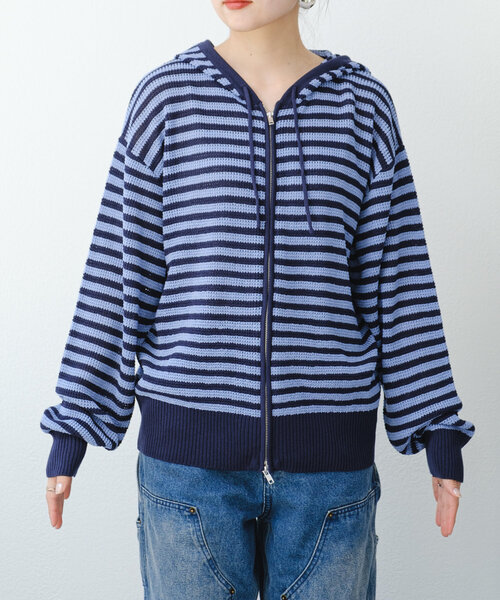 CIAOPANIC TYPY(チャオパニックティピー)の「【UNISEX】麻タッチボーダーメッシュパーカー(パーカー・メンズ・ネイビー/ベージュ/ブルー・LARGE/MEDIUM)」の16枚目の写真