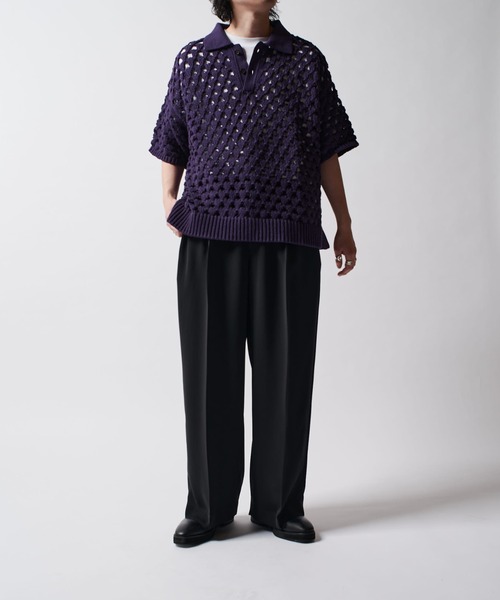 Lui's（ルイス）の「透かし編みニットポロ（ニット/セーター・メンズ・パープル/ホワイト/ブラック・FREE）」の22枚目の写真