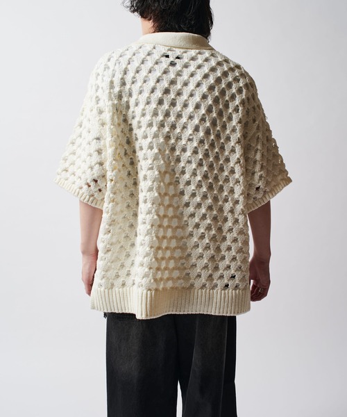 Lui's（ルイス）の「透かし編みニットポロ（ニット/セーター・メンズ・パープル/ホワイト/ブラック・FREE）」の6枚目の写真