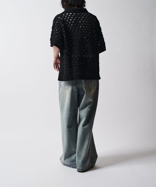 Lui's（ルイス）の「透かし編みニットポロ（ニット/セーター・メンズ・パープル/ホワイト/ブラック・FREE）」の18枚目の写真