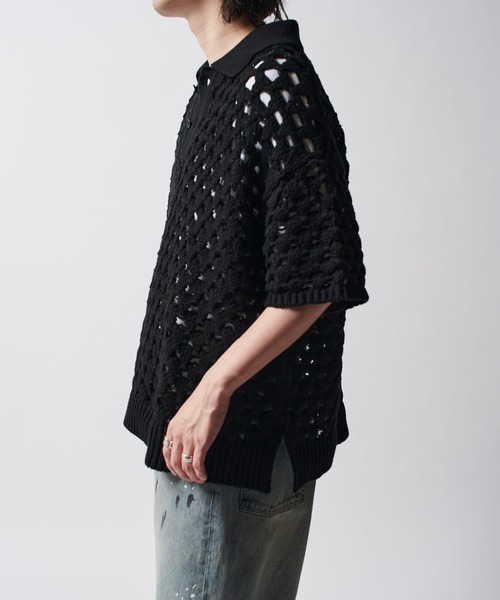 Lui's（ルイス）の「透かし編みニットポロ（ニット/セーター・メンズ・パープル/ホワイト/ブラック・FREE）」の12枚目の写真