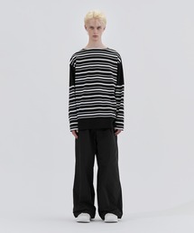 BLACK COMME des GARCONS 特殊加工 ボーダー カットソー COMME des GARCONS HOMME（コム デ ギャルソン・オム）の