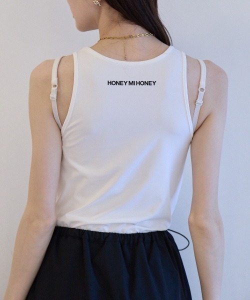HONEY MI HONEY(ハニーミーハニー)の「jersey logo american sleeve tanktop(タンクトップ・レディース・ベージュ/ホワイト/ブラック・FREE)」の2枚目の写真