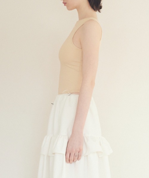 HONEY MI HONEY(ハニーミーハニー)の「jersey logo american sleeve tanktop(タンクトップ・レディース・ベージュ/ホワイト/ブラック・FREE)」の4枚目の写真