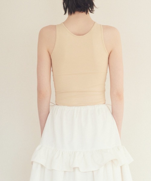 HONEY MI HONEY(ハニーミーハニー)の「jersey logo american sleeve tanktop(タンクトップ・レディース・ベージュ/ホワイト/ブラック・FREE)」の5枚目の写真