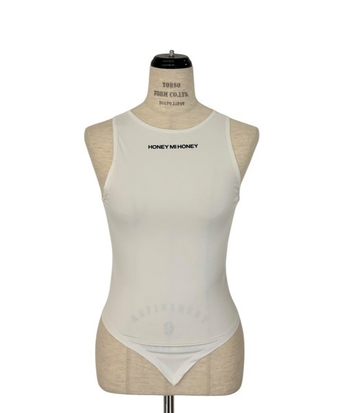 HONEY MI HONEY(ハニーミーハニー)の「jersey logo american sleeve tanktop(タンクトップ・レディース・ベージュ/ホワイト/ブラック・FREE)」の7枚目の写真