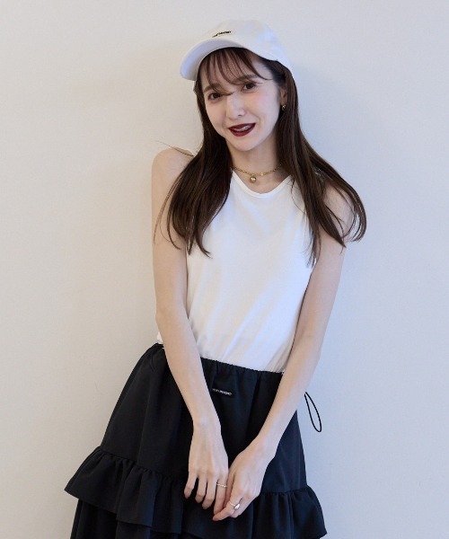 HONEY MI HONEY(ハニーミーハニー)の「jersey logo american sleeve tanktop(タンクトップ・レディース・ベージュ/ホワイト/ブラック・FREE)」の10枚目の写真