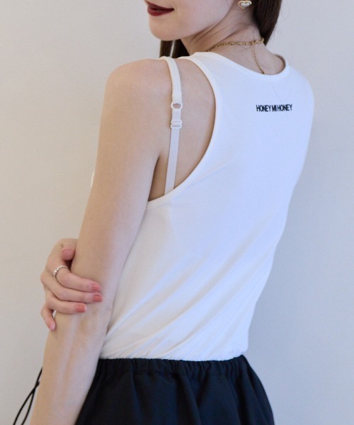 HONEY MI HONEY(ハニーミーハニー)の「jersey logo american sleeve tanktop(タンクトップ・レディース・ベージュ/ホワイト/ブラック・FREE)」の11枚目の写真
