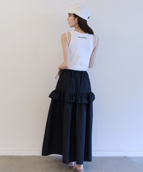 HONEY MI HONEY(ハニーミーハニー)の「jersey logo american sleeve tanktop(タンクトップ・レディース・ベージュ/ホワイト/ブラック・FREE)」の12枚目の写真