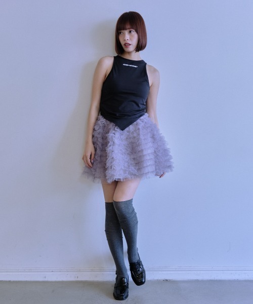 HONEY MI HONEY(ハニーミーハニー)の「jersey logo american sleeve tanktop(タンクトップ・レディース・ベージュ/ホワイト/ブラック・FREE)」の18枚目の写真