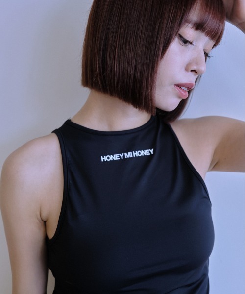 HONEY MI HONEY(ハニーミーハニー)の「jersey logo american sleeve tanktop(タンクトップ・レディース・ベージュ/ホワイト/ブラック・FREE)」の16枚目の写真