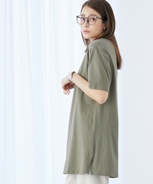 高身長 汗染みしにくい綿100%5分袖チュニックTシャツ(トールサイズ)