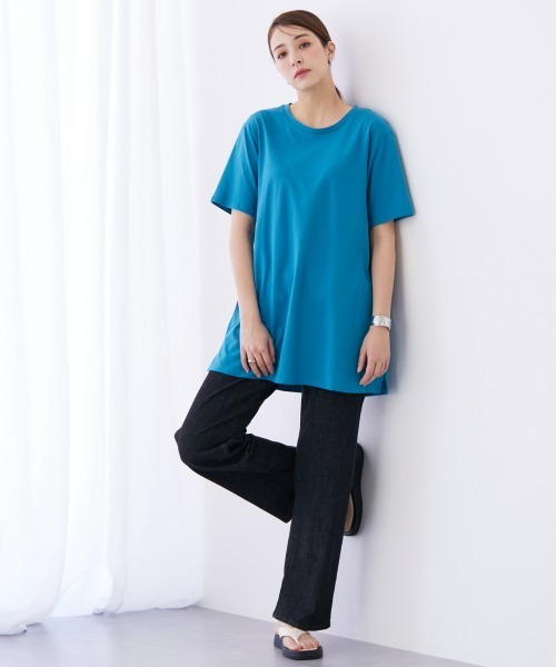 slattgir(スラットジール)の「高身長 汗染みしにくい綿100%5分袖チュニックTシャツ(トールサイズ)(その他トップス・レディース・オフホワイト/グレイッシュブルー/ネイビー/カーキ系・M/L/LL/3L/4L/5L)」の15枚目の写真