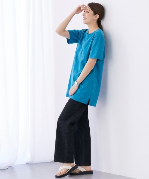 slattgir(スラットジール)の「高身長 汗染みしにくい綿100%5分袖チュニックTシャツ(トールサイズ)(その他トップス・レディース・オフホワイト/グレイッシュブルー/ネイビー/カーキ系・M/L/LL/3L/4L/5L)」の16枚目の写真
