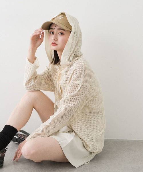 SENSE OF PLACE by URBAN RESEARCH（センスオブプレイスバイアーバンリサーチ）の「フーデットメッシュトップ（その他トップス・レディース・アイボリー/ブラック/ブラウン・ONE）」の10枚目の写真