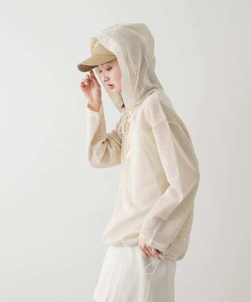 SENSE OF PLACE by URBAN RESEARCH（センスオブプレイスバイアーバンリサーチ）の「フーデットメッシュトップ（その他トップス・レディース・アイボリー/ブラック/ブラウン・ONE）」の12枚目の写真