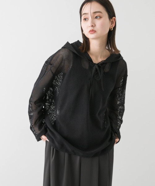 SENSE OF PLACE by URBAN RESEARCH（センスオブプレイスバイアーバンリサーチ）の「フーデットメッシュトップ（その他トップス・レディース・アイボリー/ブラック/ブラウン・ONE）」の15枚目の写真