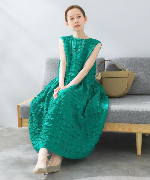 URBAN RESEARCH ROSSO WOMEN（アーバンリサーチ　ロッソ）の「バックリボンジャガードフォルムワンピース（ワンピース・レディース・ブラック/グリーン・FREE）」の9枚目の写真