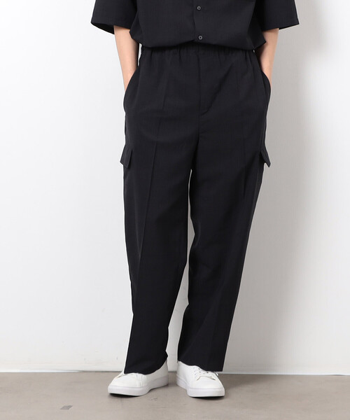 COMME CA ISM（コムサイズム）の「【セットアップ対応】リネンライク ポリエステル リラックス ワイドカーゴパンツ（カーゴパンツ・メンズ・ベージュ/カーキ/ブラック・LARGE/MEDIUM）」の2枚目の写真