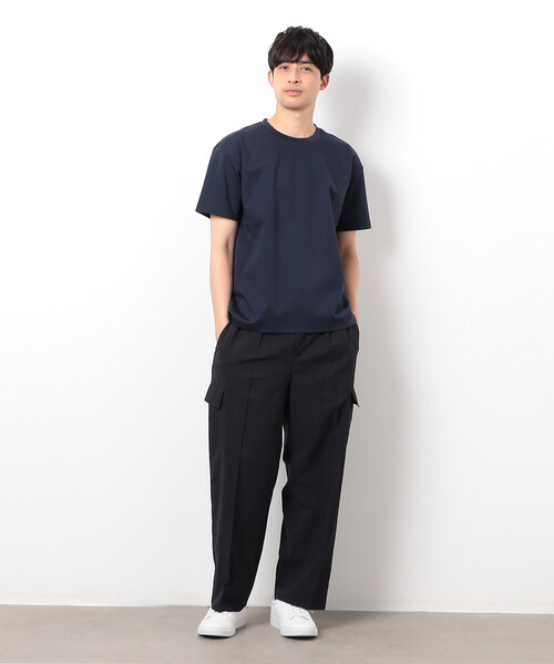 COMME CA ISM（コムサイズム）の「【セットアップ対応】リネンライク ポリエステル リラックス ワイドカーゴパンツ（カーゴパンツ・メンズ・ベージュ/カーキ/ブラック・LARGE/MEDIUM）」の4枚目の写真