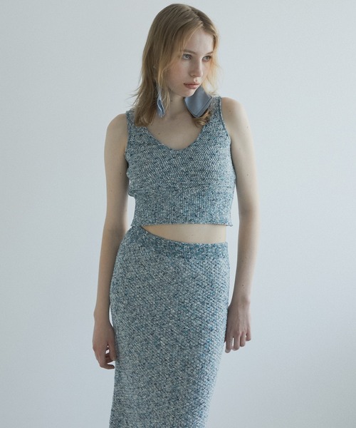 LE CIEL BLEU(ルシェルブルー)の「ツイードメランジニットスカート / Tweed Melange Knit Skirt(スカート・レディース・グレー/ブルー・36)」の6枚目の写真
