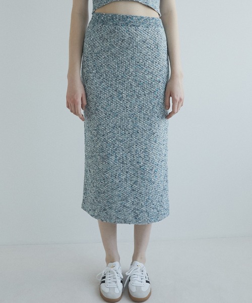 LE CIEL BLEU(ルシェルブルー)の「ツイードメランジニットスカート / Tweed Melange Knit Skirt(スカート・レディース・グレー/ブルー・36)」の8枚目の写真