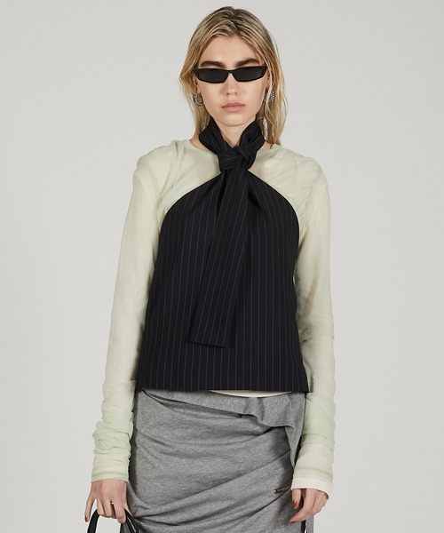 トップス prankproject Worsted Striped CroppedPolo prankproject Worsted Striped CroppedPolo