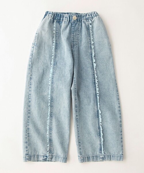 EDWIN（エドウィン）の「【Ou? by EDWIN】デニムフリンジイージーパンツ（デニムパンツ・キッズ・サックスブルー/ブルー・90/120/150/100/110/130/140）」の2枚目の写真