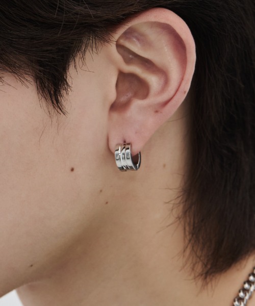 セール】【 金属アレルギー対応 】ライン ボリュームフープピアス