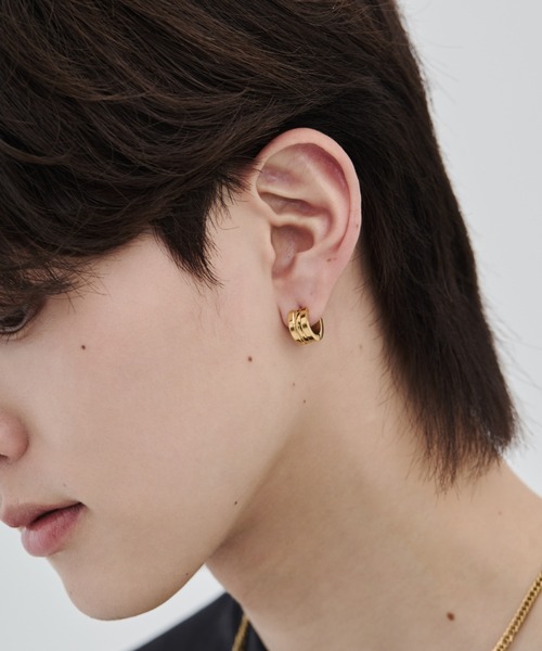 セール】【 金属アレルギー対応 】ライン ボリュームフープピアス