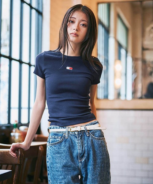 TOMMY HILFIGER(トミーヒルフィガー)の「THモノグラムベルト(ベルト・レディース・ブラック/アイボリー・75cm)」の9枚目の写真
